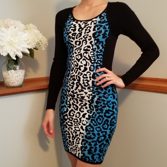 Guess Dresses & Skirts - GUESS, short dress with long sleeves, animal print